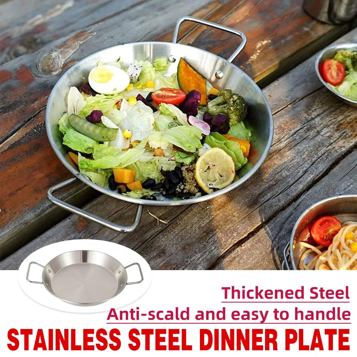 Nonstick Frying Pan Stainless Steel Fry Skillet Safe Camping Binaural Saucepan